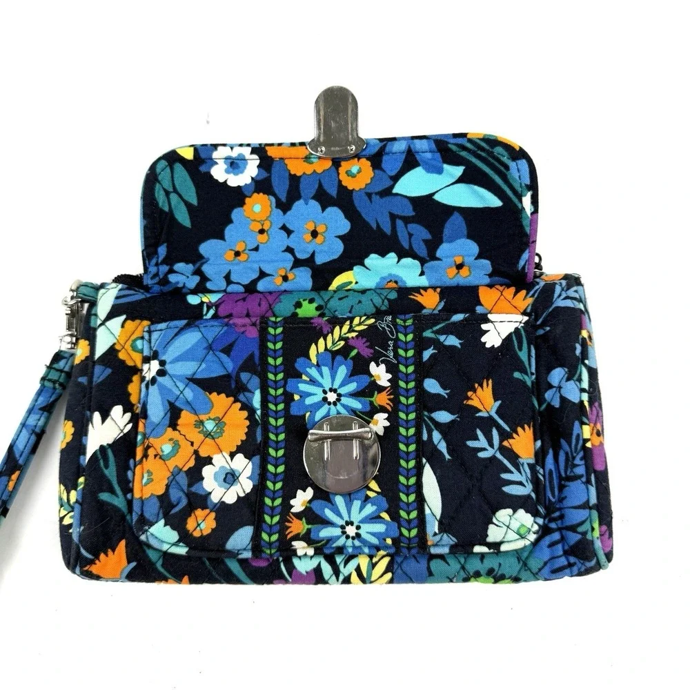 Vera Bradley Midnight Blues Pushlock Wristlet Wallet Womens Used Once